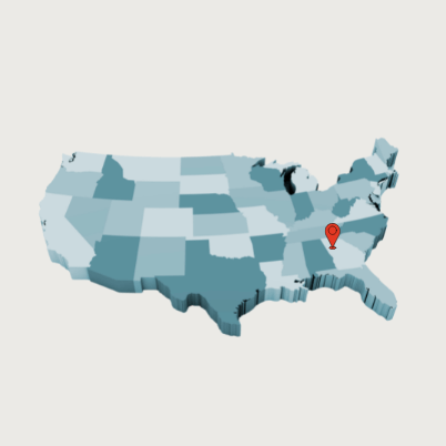 Map of the United States with 1 red pins in Georgia