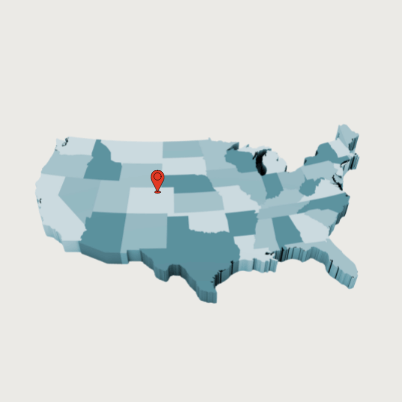 Map of the United States with 1 red pins in Colorado