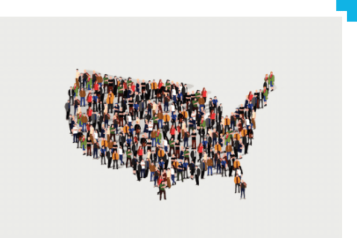 Map of the USA made of people